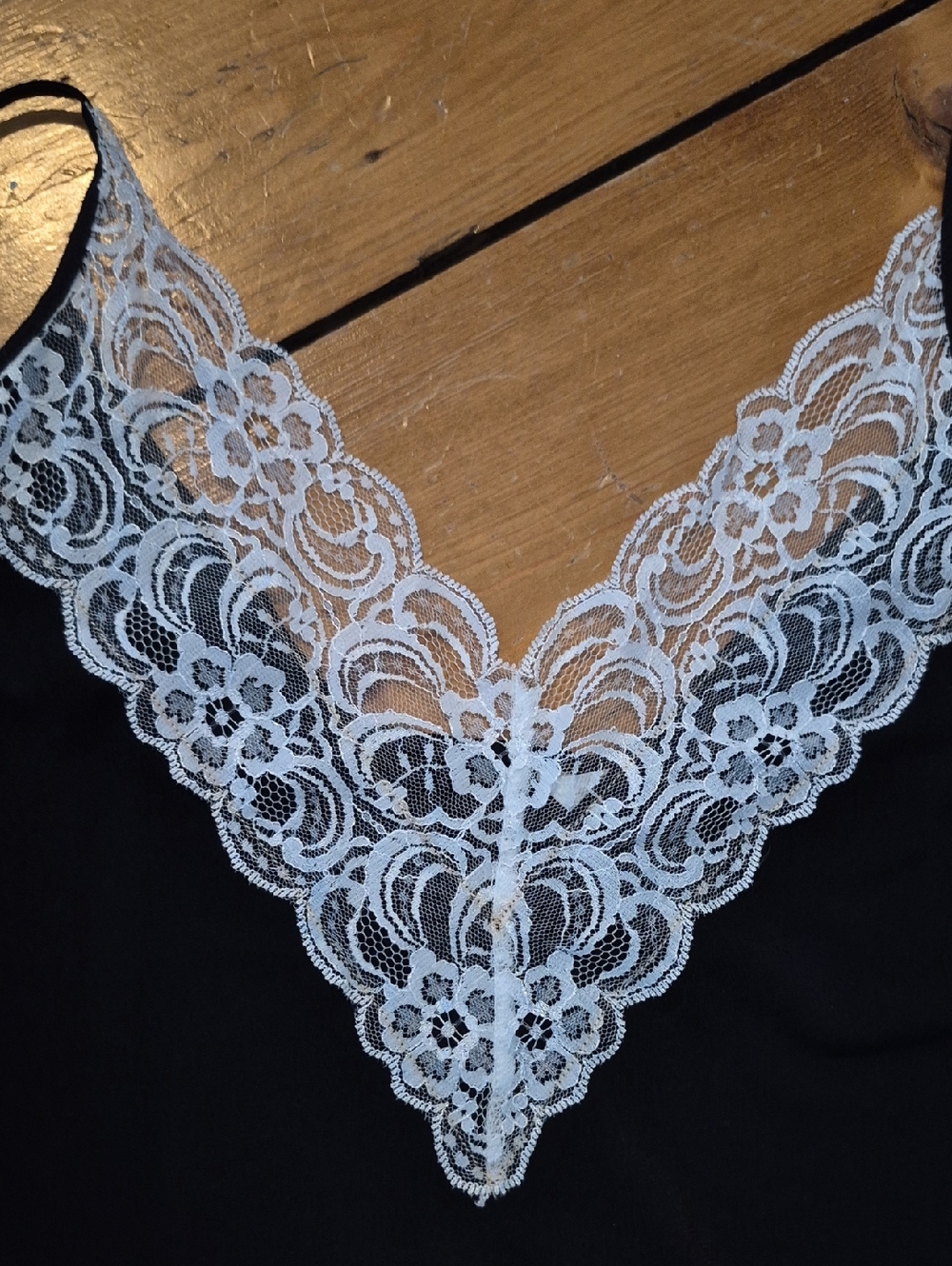 H&M Black Maxi Slip Dress with Cream Lace Trim